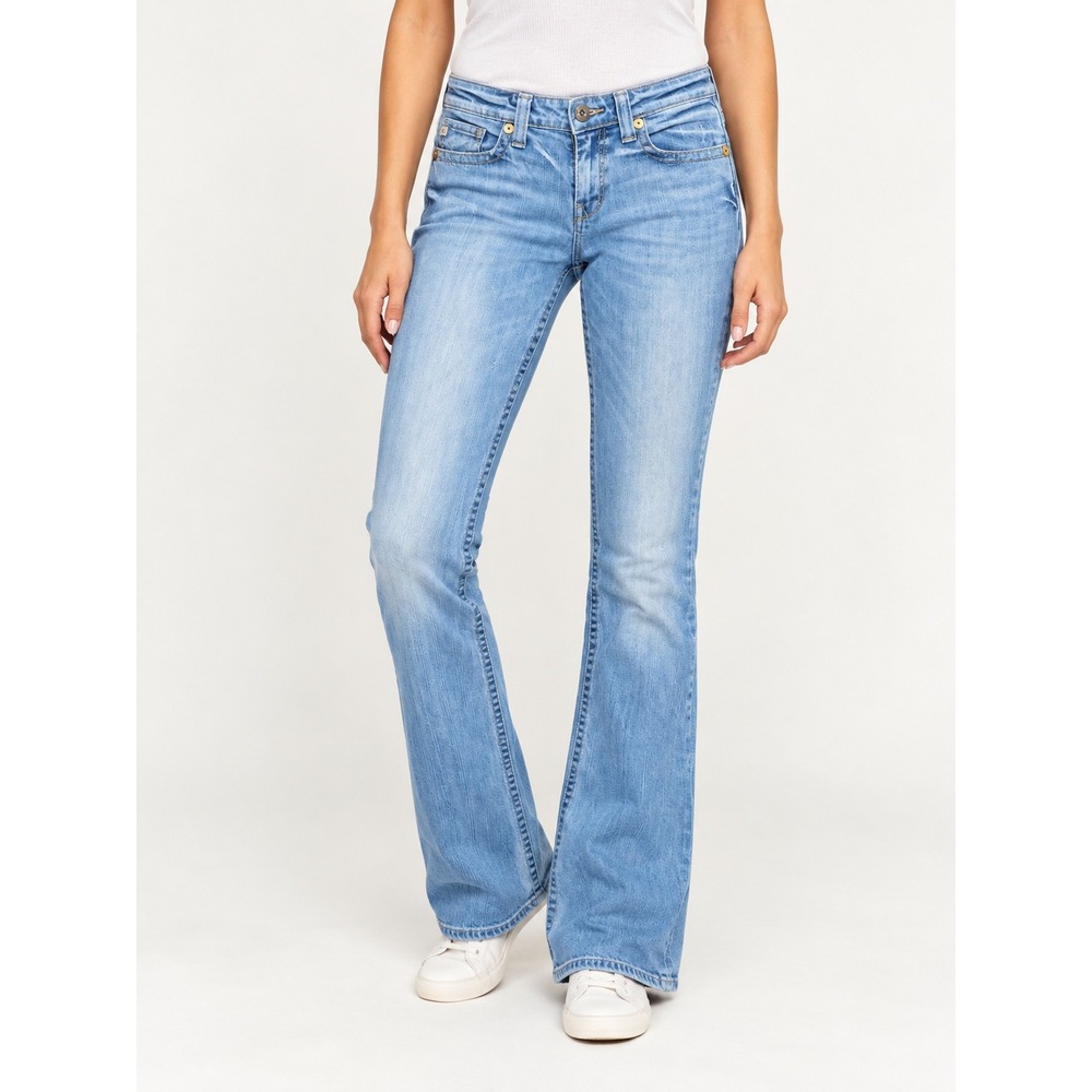 Big Star Carey Low Rise Bootcut Jeans Light Wash Embroidered Flap Pocket 28XXL